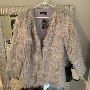 Oversized fo fur coat (shaggy coat) grey